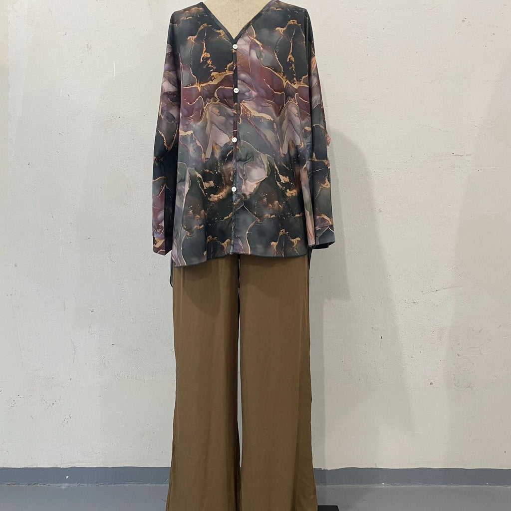 Casual V-neck Printed Three Piece Suit