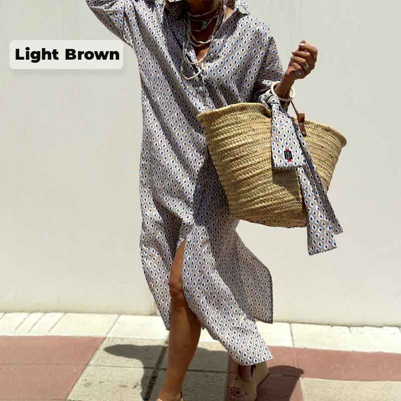 🔥Time-limited Promotion 49% OFF🌟Loose Striped Half Sleeve Shirt Dress👗