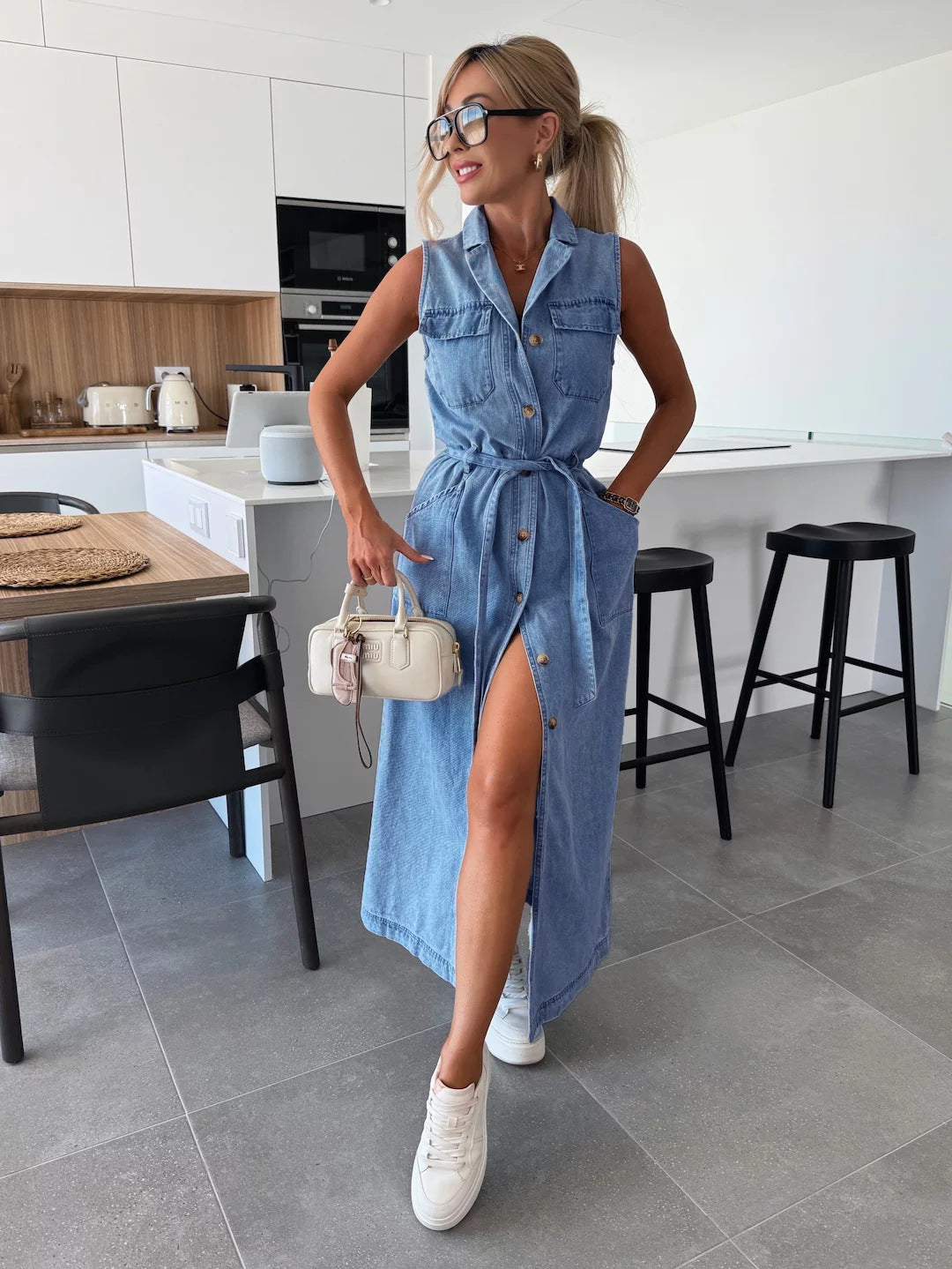 🌺2025 New! 49% OFF Women's Waistband Midi Jeans Dress 💃