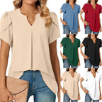 💖HOT SALE 49% OFF💖Women's V-Neck Solid Color Short Sleeve Top
