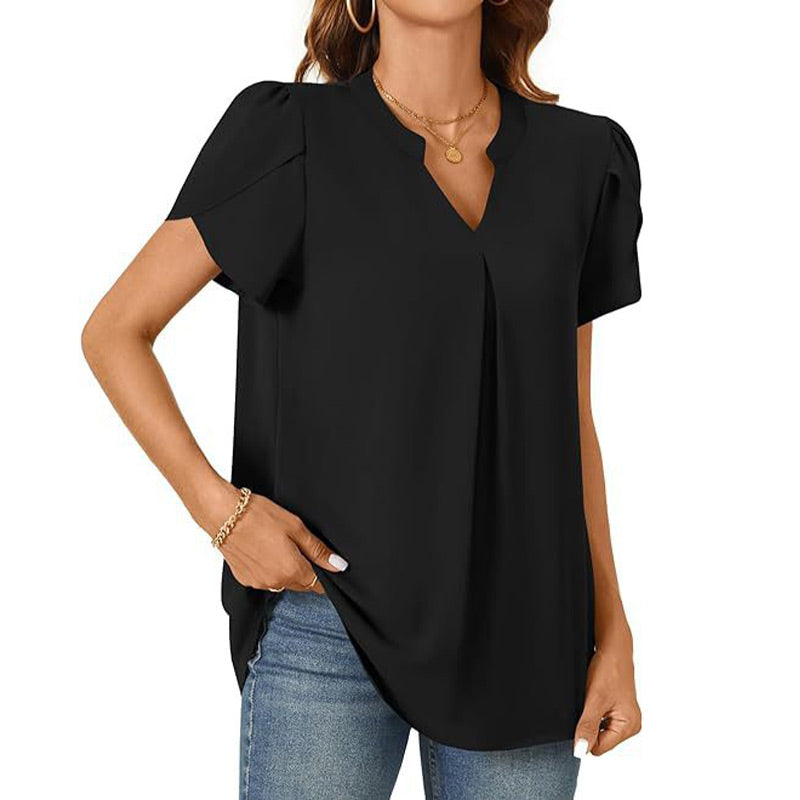 💖HOT SALE 49% OFF💖Women's V-Neck Solid Color Short Sleeve Top