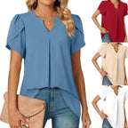 💖HOT SALE 49% OFF💖Women's V-Neck Solid Color Short Sleeve Top
