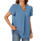 💖HOT SALE 49% OFF💖Women's V-Neck Solid Color Short Sleeve Top