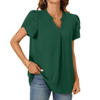 💖HOT SALE 49% OFF💖Women's V-Neck Solid Color Short Sleeve Top