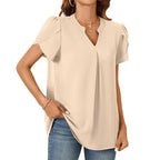 💖HOT SALE 49% OFF💖Women's V-Neck Solid Color Short Sleeve Top