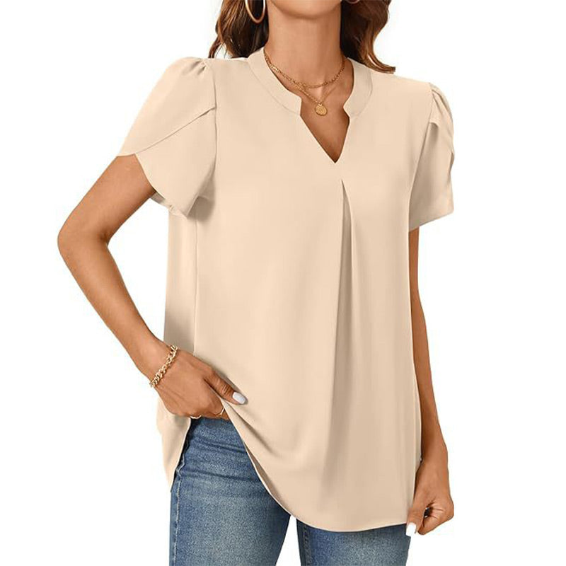 💖HOT SALE 49% OFF💖Women's V-Neck Solid Color Short Sleeve Top