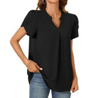 💖HOT SALE 49% OFF💖Women's V-Neck Solid Color Short Sleeve Top