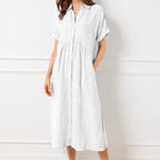 ⏰ Now only 50% off!🔥Striped Lapel Button Down Shirt Dress | With Functional Pockets