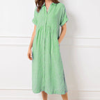 ⏰ Now only 50% off!🔥Striped Lapel Button Down Shirt Dress | With Functional Pockets