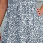 🎉🛍️Hot Promotion 49% OFF💃Women's Elegant Floral Print High-Waisted Ruffle Cap Sleeve Dress