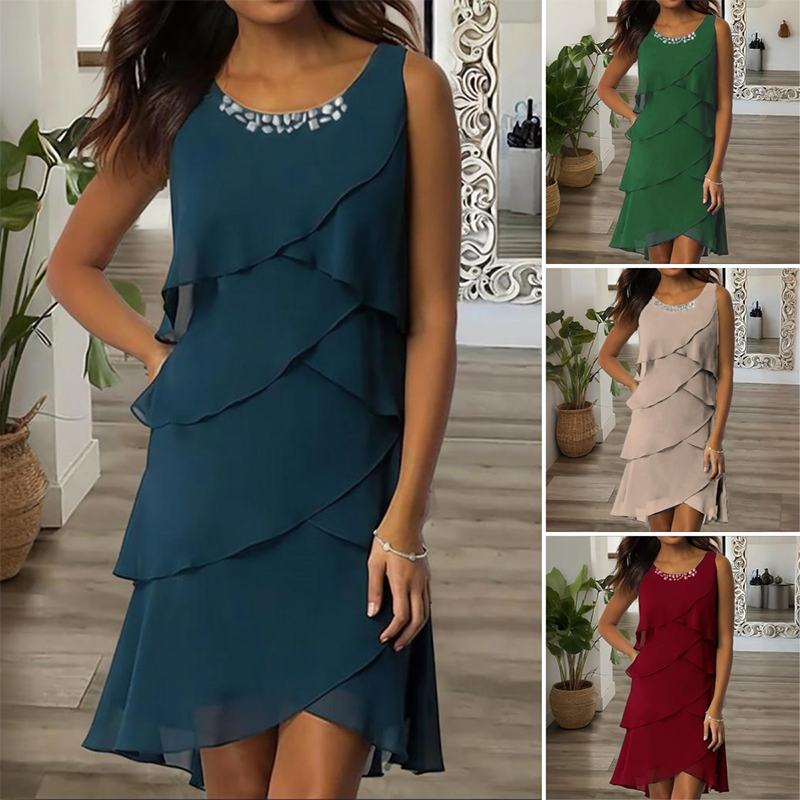 ⏳Time-limited Special⏰Fashionable Casual Rhinestone Sleeveless Dress