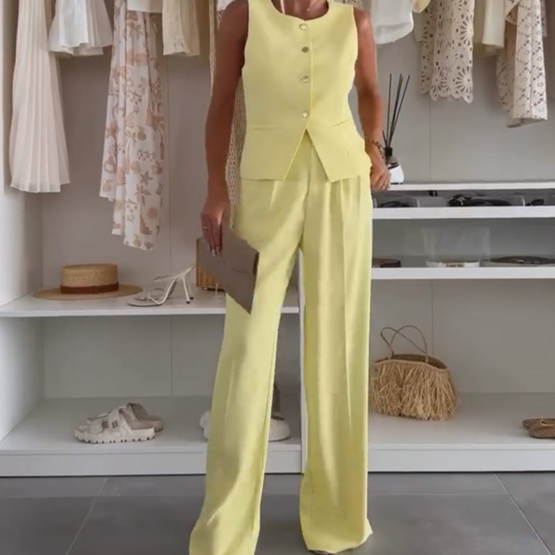 🌸Summer Hot Sale 49%OFF🌸Women's Sleeveless Top and Full-Length Pants Set