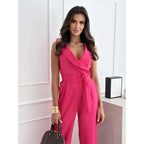 ☀️Women's Sleeveless V-Neck Solid Jumpsuit🕊️