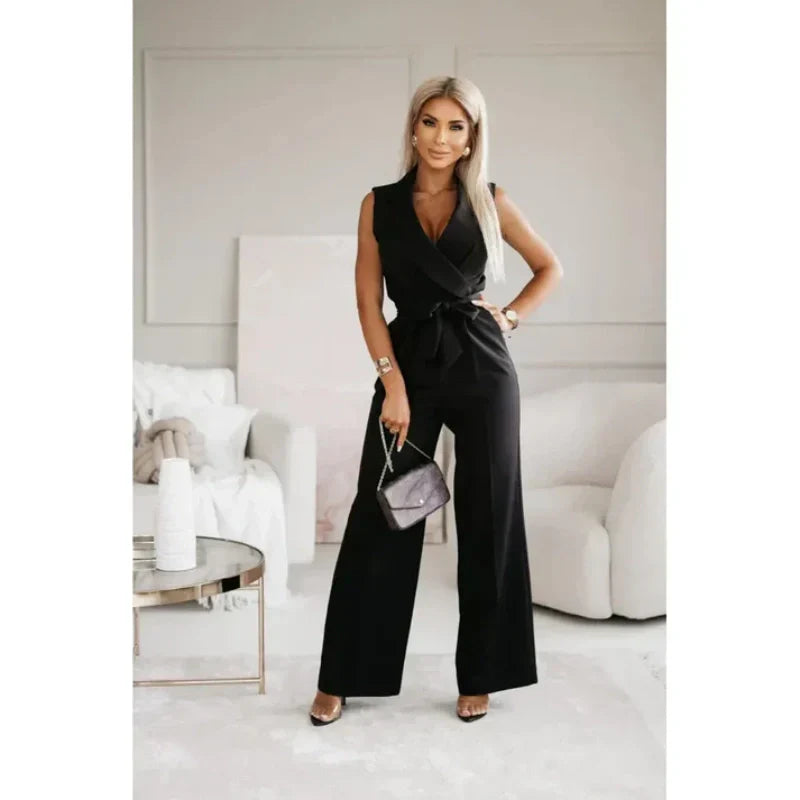 ☀️Women's Sleeveless V-Neck Solid Jumpsuit🕊️