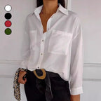 🌹Women's Solid Lapel Long-Sleeve Button Down Shirts📜
