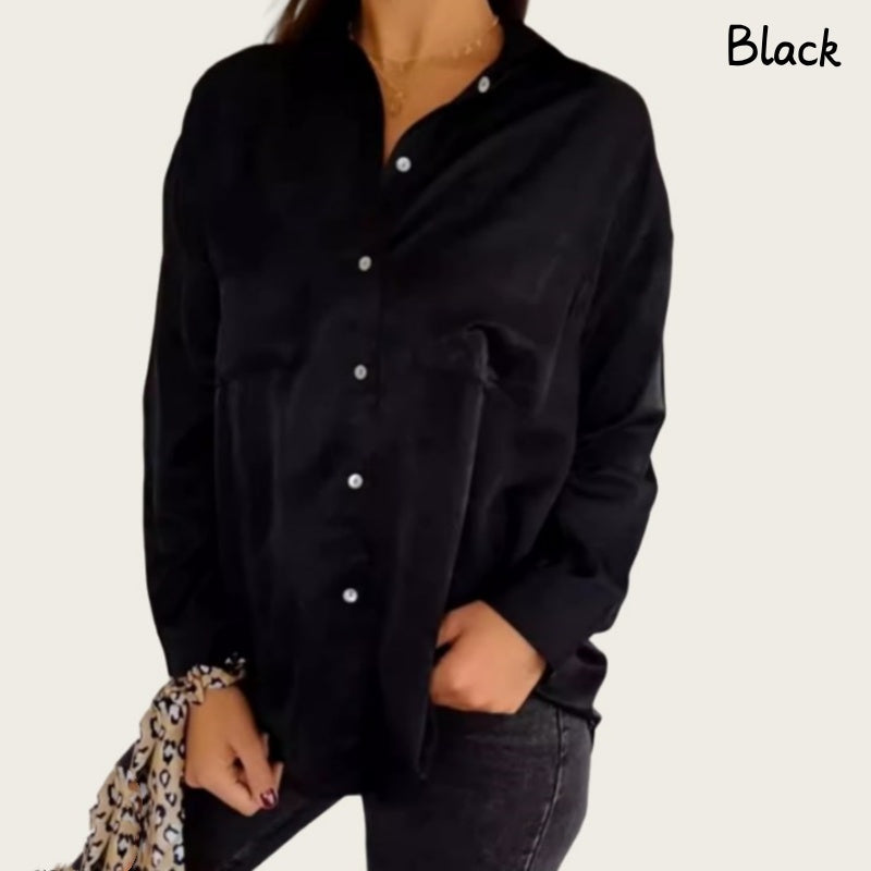 🌹Women's Solid Lapel Long-Sleeve Button Down Shirts📜