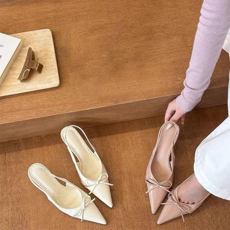 Women's Pointed Toe Slingback Mid Heel Sandals