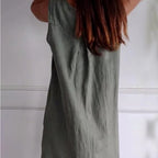 ☁️V-neck Cotton-Linen Sleeveless Dress🎐