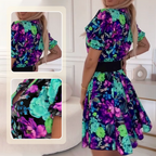 🌸Women's Romantic Floral Print V-Neck Mini Dress