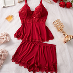 🎉🎉This week's Special Sales - 49% OFF💕Lace Trimmed V-Neck Camisole & Shorts Sleepwear Set