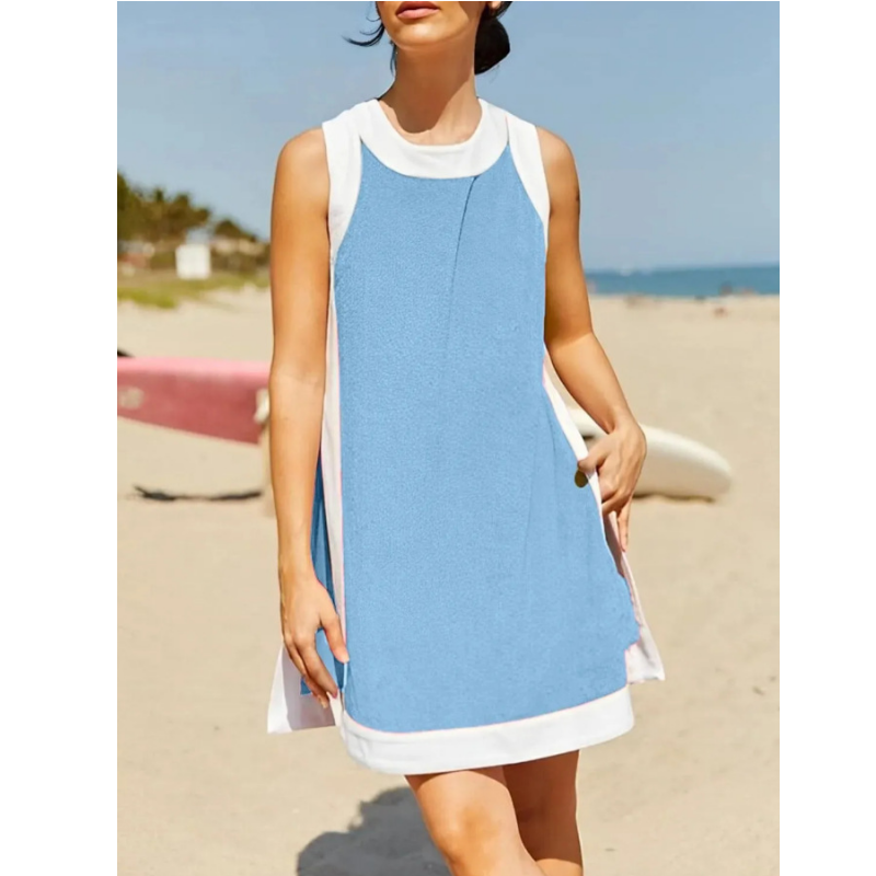 ⏰⏰Hot Sale 49% OFF🔥🎽Women's Casual Color Block Sleeveless Tops Matching Shorts🩳 with Pockets