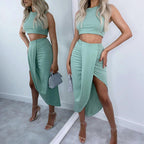 🌸New Arrival 49%OFF💖 Slim Sleeveless Top & Irregular Midi Skirt Set