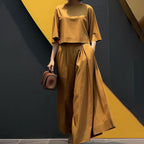 🎉2025 New Products Hot Sale✨Women's Casual Round Neck 3/4 Sleeve T-Shirt & Loose Pants 2-Piece Set