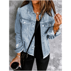 Women's Unique Raw Hem Long sleeves Denim Jackets