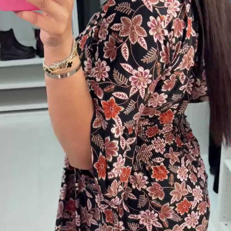 💜Time-limited Special 49%OFF⏰V-neck Printed Maxi Dress with 3/4 Sleeves