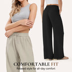 ⏰ Now only 50% off!👍✨ Lightweight Linen Pants Solid Color Drawstring Casual Pants -🥰Breathable & Skin-Friendly