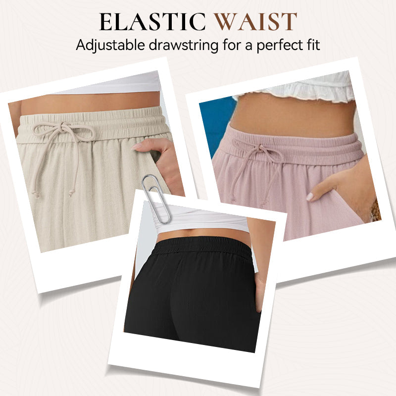 ⏰ Now only 50% off!👍✨ Lightweight Linen Pants Solid Color Drawstring Casual Pants -🥰Breathable & Skin-Friendly