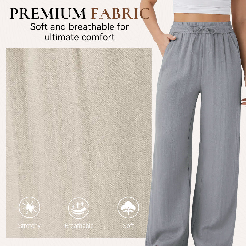 ⏰ Now only 50% off!👍✨ Lightweight Linen Pants Solid Color Drawstring Casual Pants -🥰Breathable & Skin-Friendly
