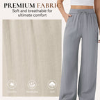 ⏰ Now only 50% off!👍✨ Lightweight Linen Pants Solid Color Drawstring Casual Pants -🥰Breathable & Skin-Friendly