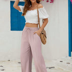 ⏰ Now only 50% off!👍✨ Lightweight Linen Pants Solid Color Drawstring Casual Pants -🥰Breathable & Skin-Friendly