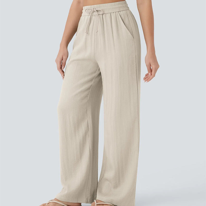 ⏰ Now only 50% off!👍✨ Lightweight Linen Pants Solid Color Drawstring Casual Pants -🥰Breathable & Skin-Friendly