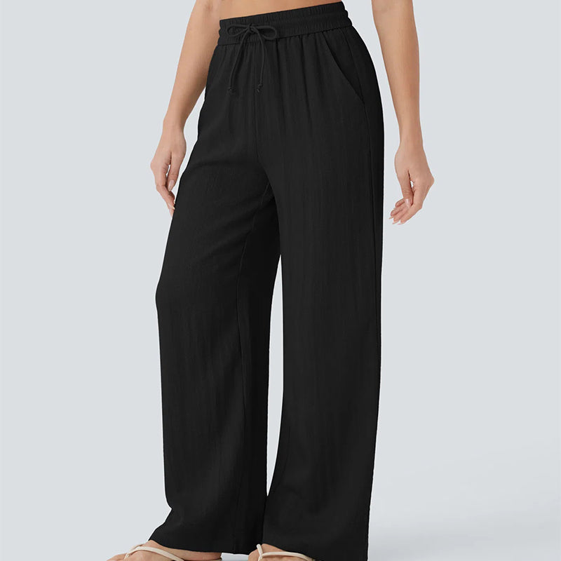 ⏰ Now only 50% off!👍✨ Lightweight Linen Pants Solid Color Drawstring Casual Pants -🥰Breathable & Skin-Friendly