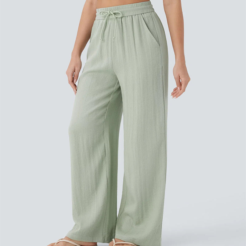 ⏰ Now only 50% off!👍✨ Lightweight Linen Pants Solid Color Drawstring Casual Pants -🥰Breathable & Skin-Friendly