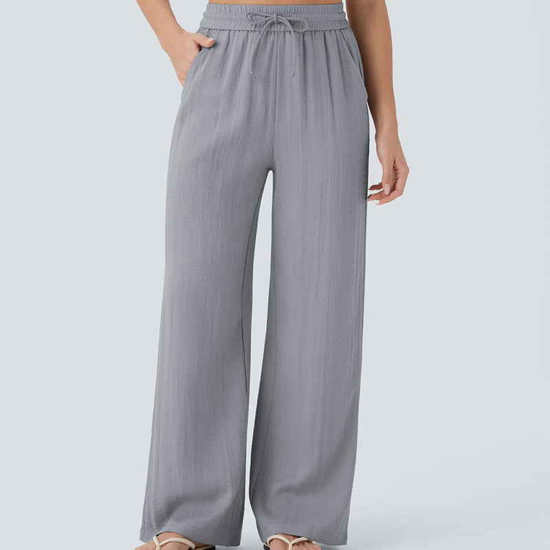⏰ Now only 50% off!👍✨ Lightweight Linen Pants Solid Color Drawstring Casual Pants -🥰Breathable & Skin-Friendly