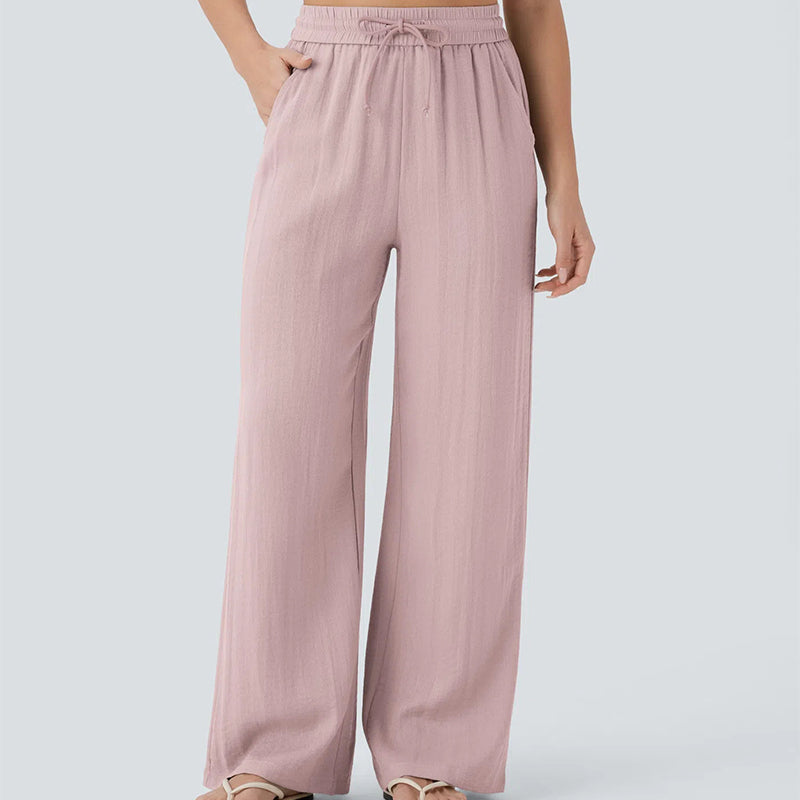 ⏰ Now only 50% off!👍✨ Lightweight Linen Pants Solid Color Drawstring Casual Pants -🥰Breathable & Skin-Friendly