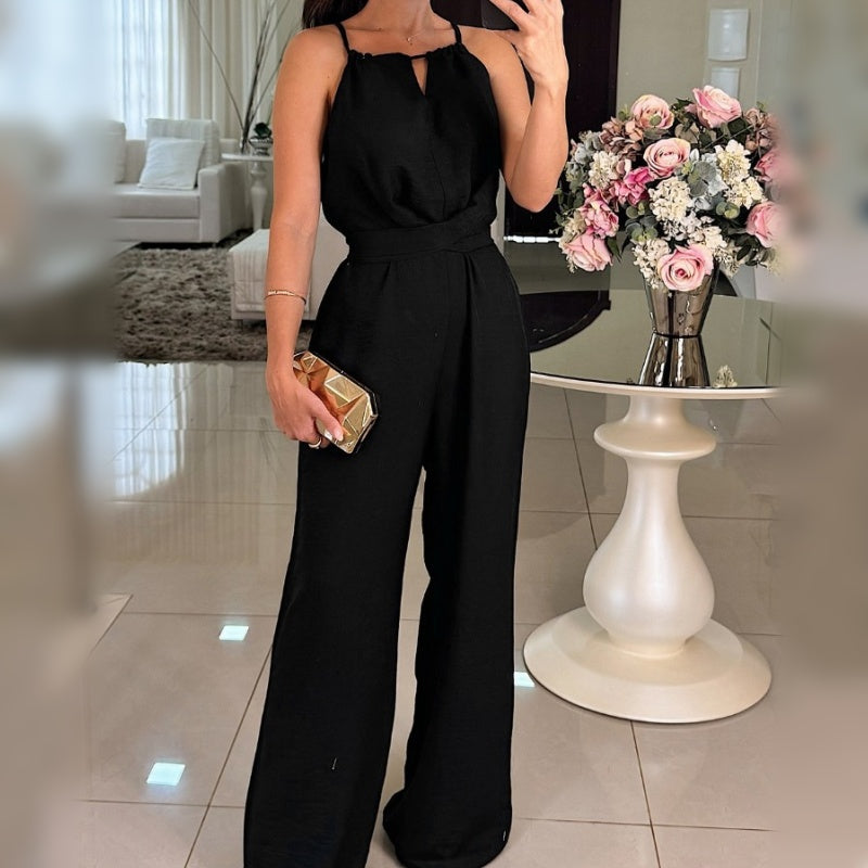Women's Casual Ruched Halter Jumpsuits