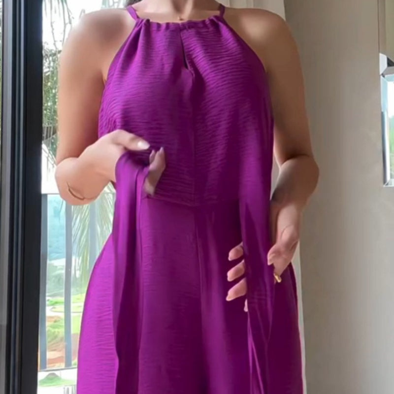 Women's Casual Ruched Halter Jumpsuits