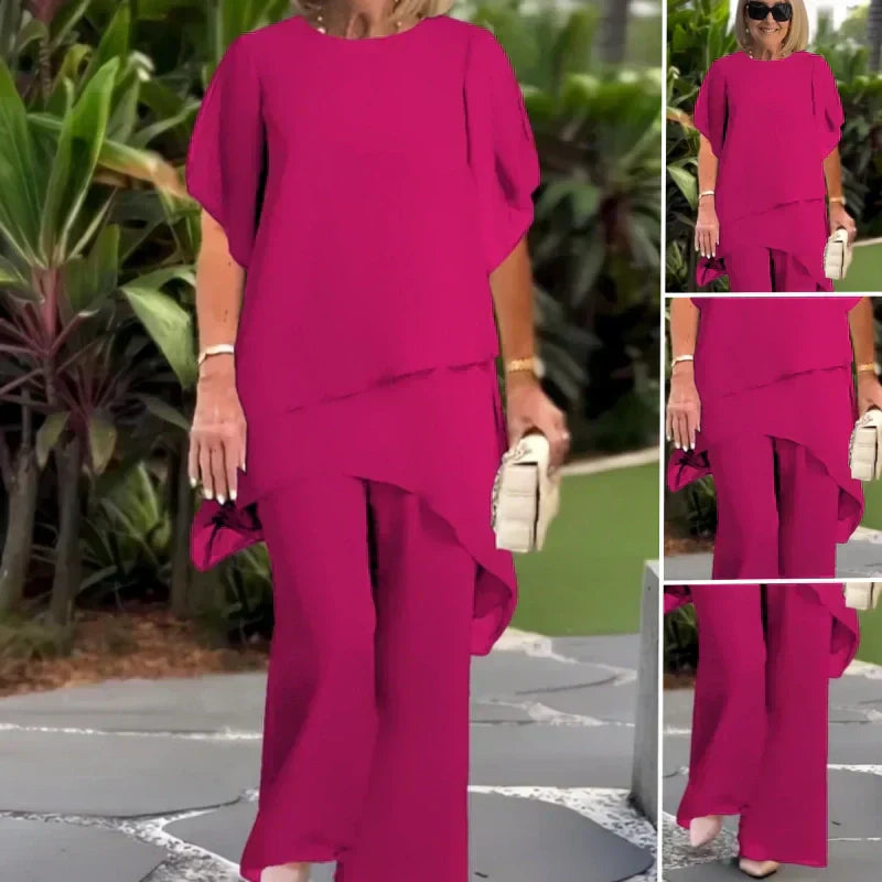 ⏰ Now only 50% off!💥Charming Irregular Top & Wide Leg Pants Set