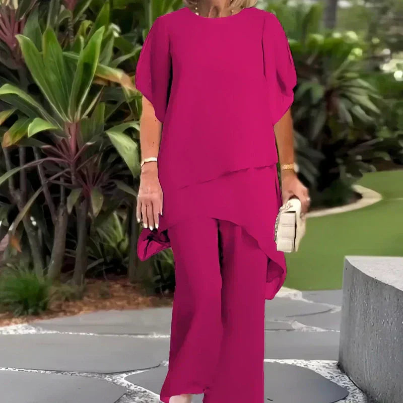 ⏰ Now only 50% off!💥Charming Irregular Top & Wide Leg Pants Set