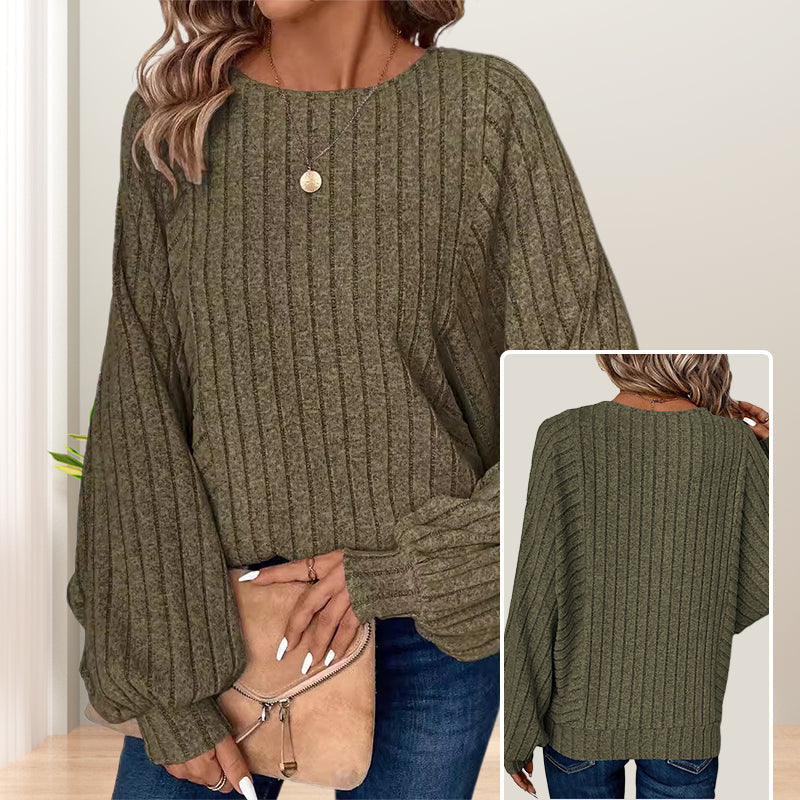 🧥Women's Ribbed Loose-Fit Pullover Tops – Cozy Knit, Effortless Oversized Style