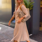 Women's V-Neck Solid Dress