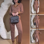 Comfortable Stylish Set - V-Neck Top & Drawstring Pants