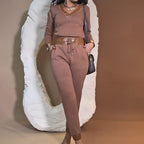 Comfortable Stylish Set - V-Neck Top & Drawstring Pants