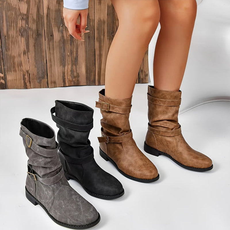 👢Low Heel Boots with Buckle for Women👢 - Walk in Comfort and Style.