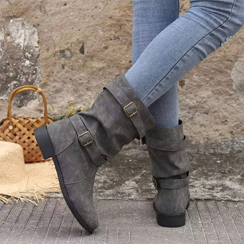 👢Low Heel Boots with Buckle for Women👢 - Walk in Comfort and Style.