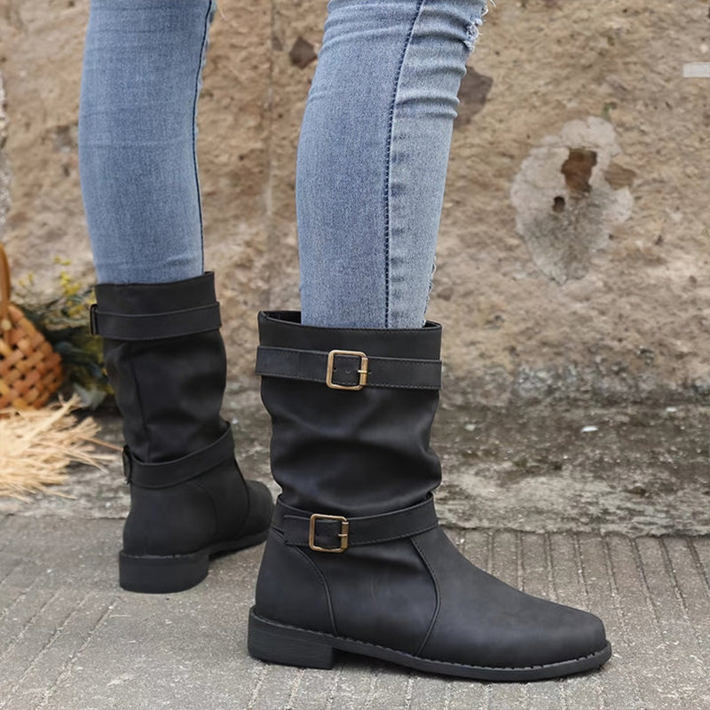 👢Low Heel Boots with Buckle for Women👢 - Walk in Comfort and Style.